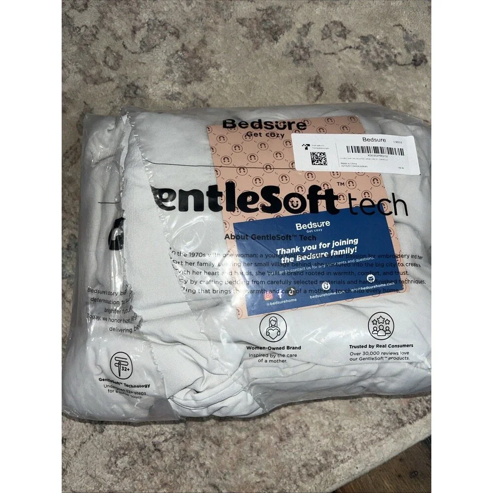 Bedsure Light Grey Duvet Cover King Size - 3 Pieces Prewashed Cotton-